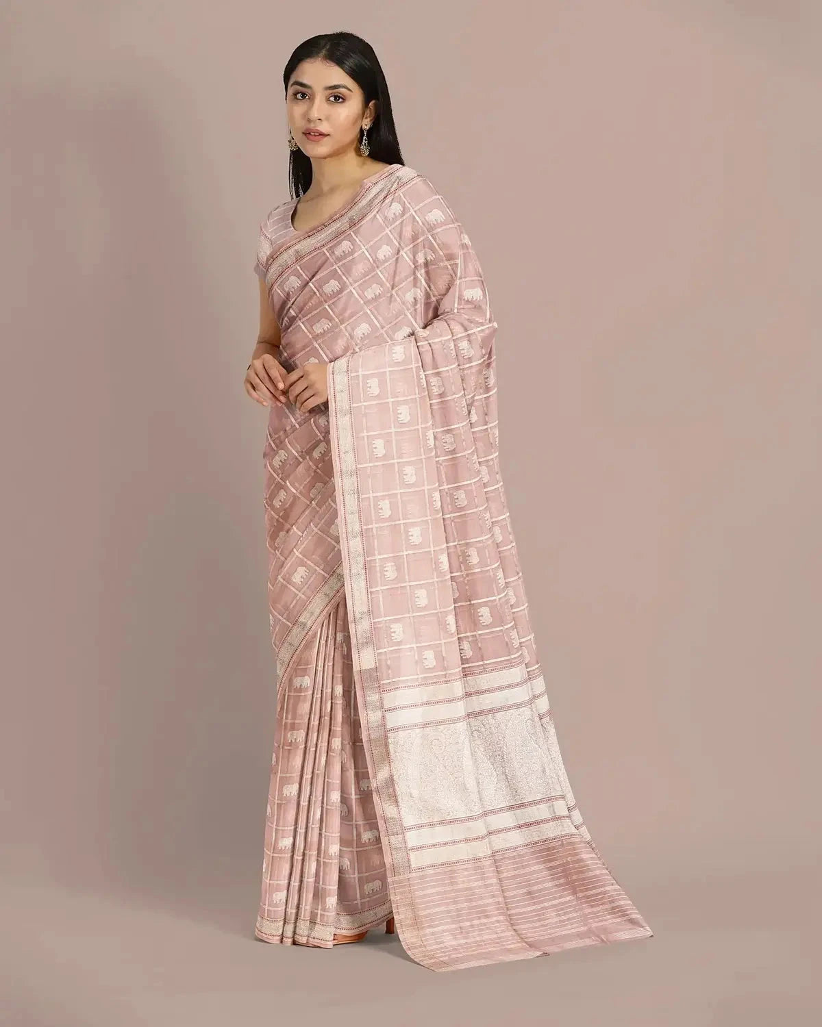 Baby Pink Banarasi Silk Saree - Pallodstore
