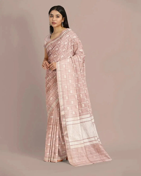 Baby Pink Banarasi Silk Saree - Pallodstore