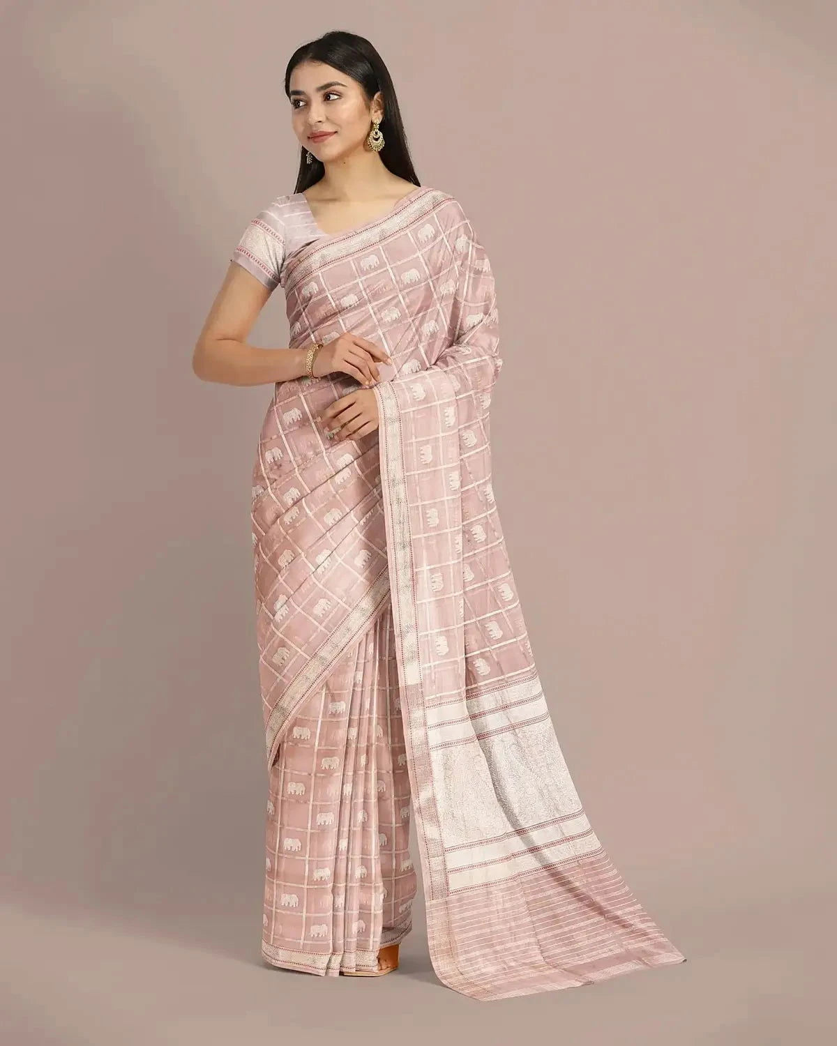 Baby Pink Banarasi Silk Saree - Pallodstore