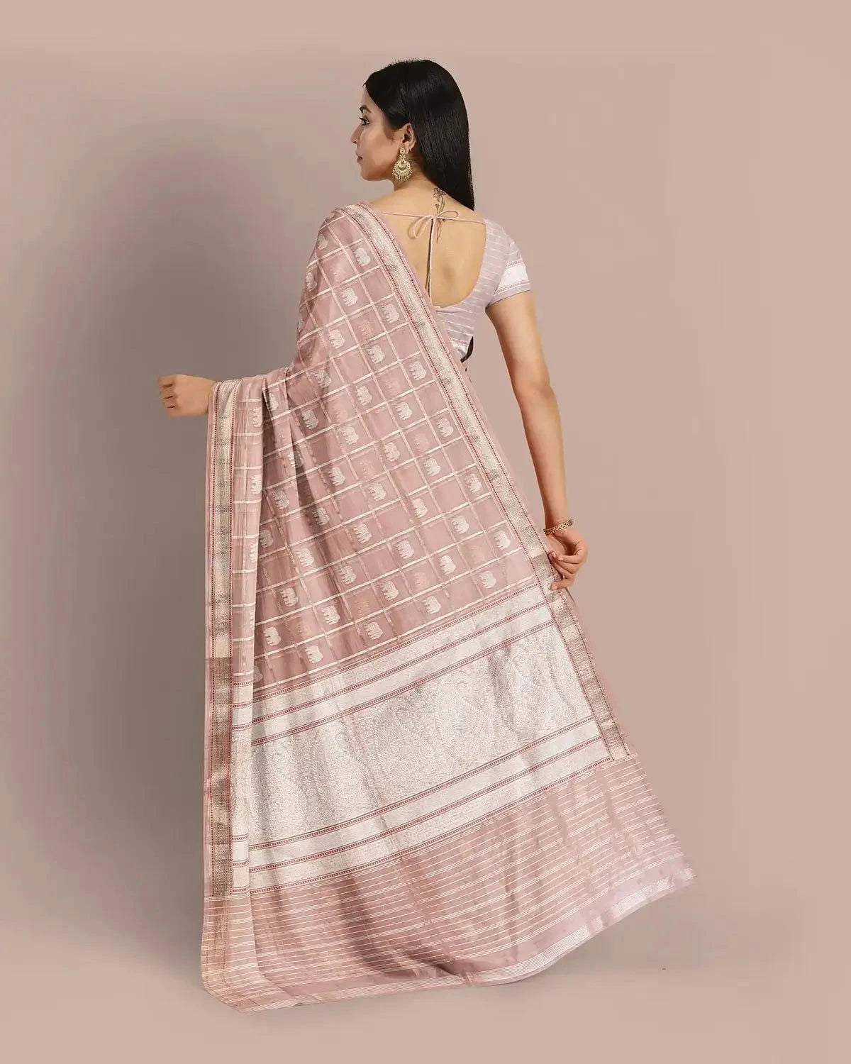 Baby Pink Banarasi Silk Saree - Pallodstore