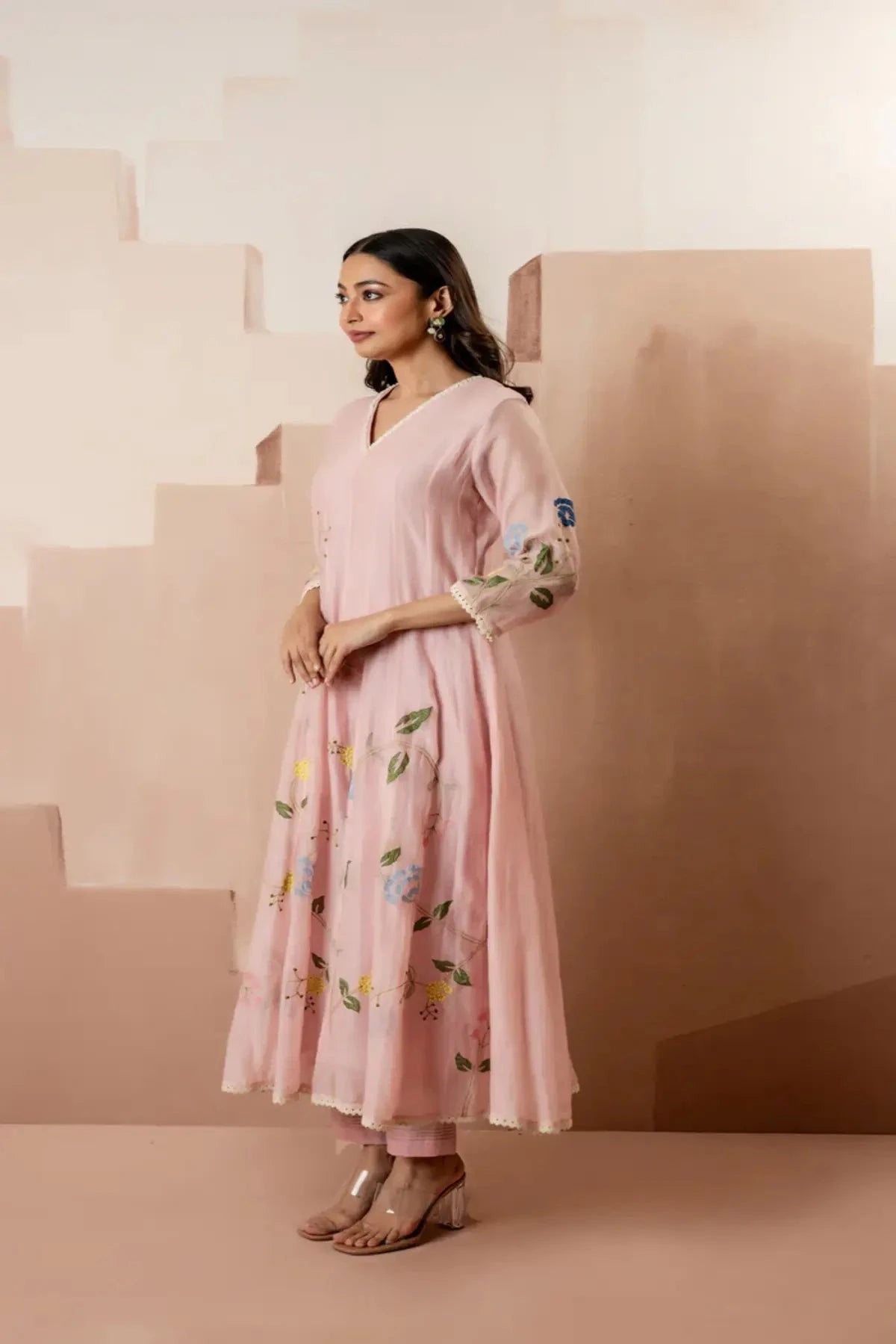 Baby Pink Falak Anarkali Set - Pallodstore
