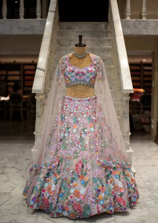 Baby Pink Lehenga Blouse Dupatta - Pallodstore