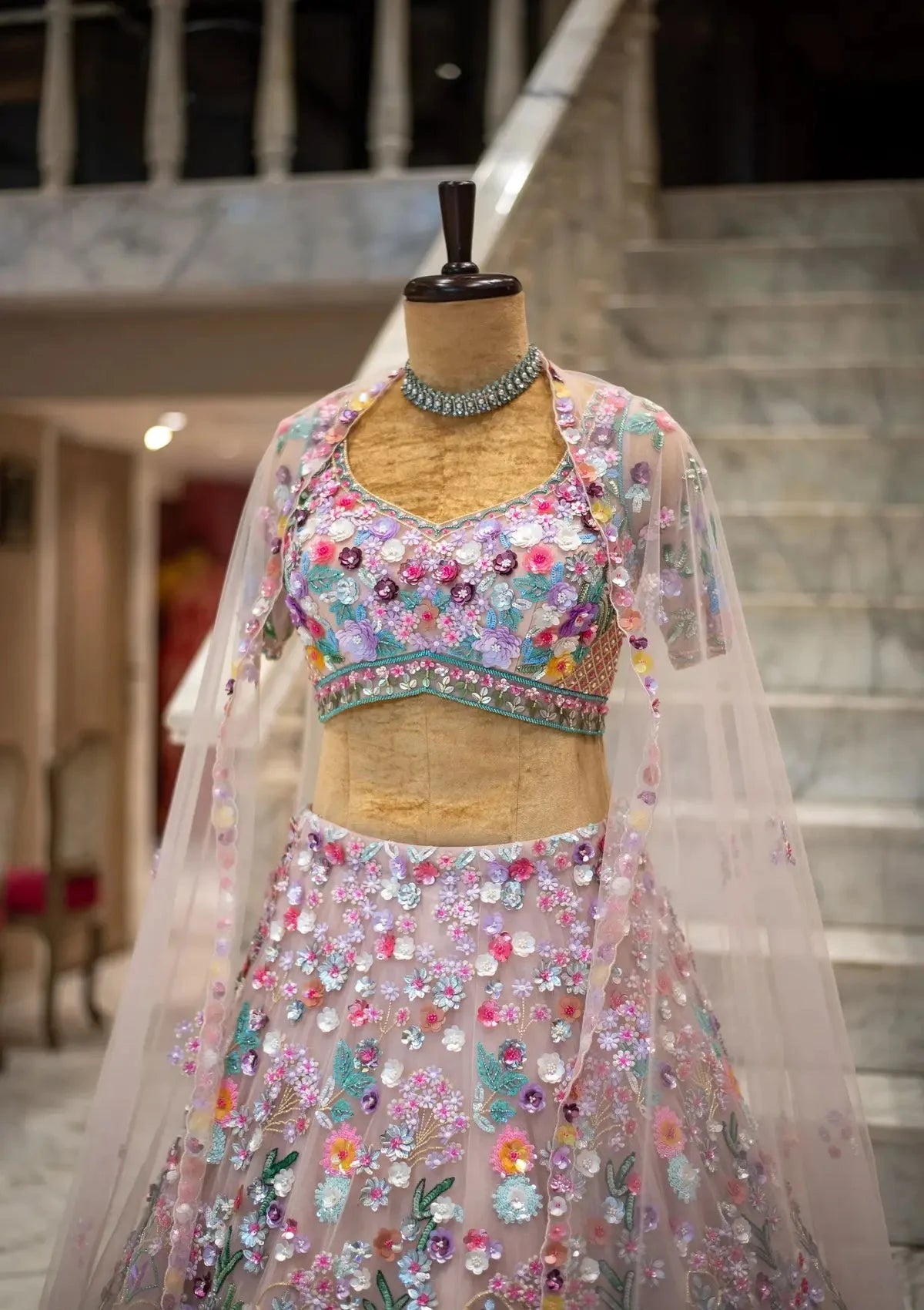 Baby Pink Lehenga Blouse Dupatta - Pallodstore