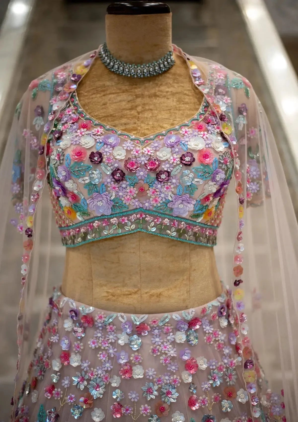 Baby Pink Lehenga Blouse Dupatta - Pallodstore