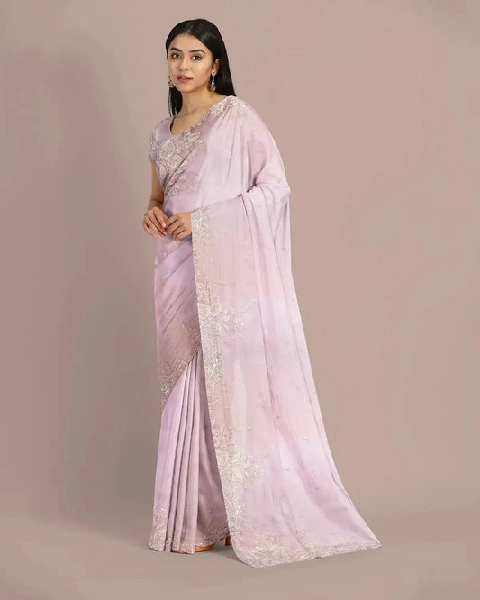 Baby Pink Organza Saree - Pallodstore