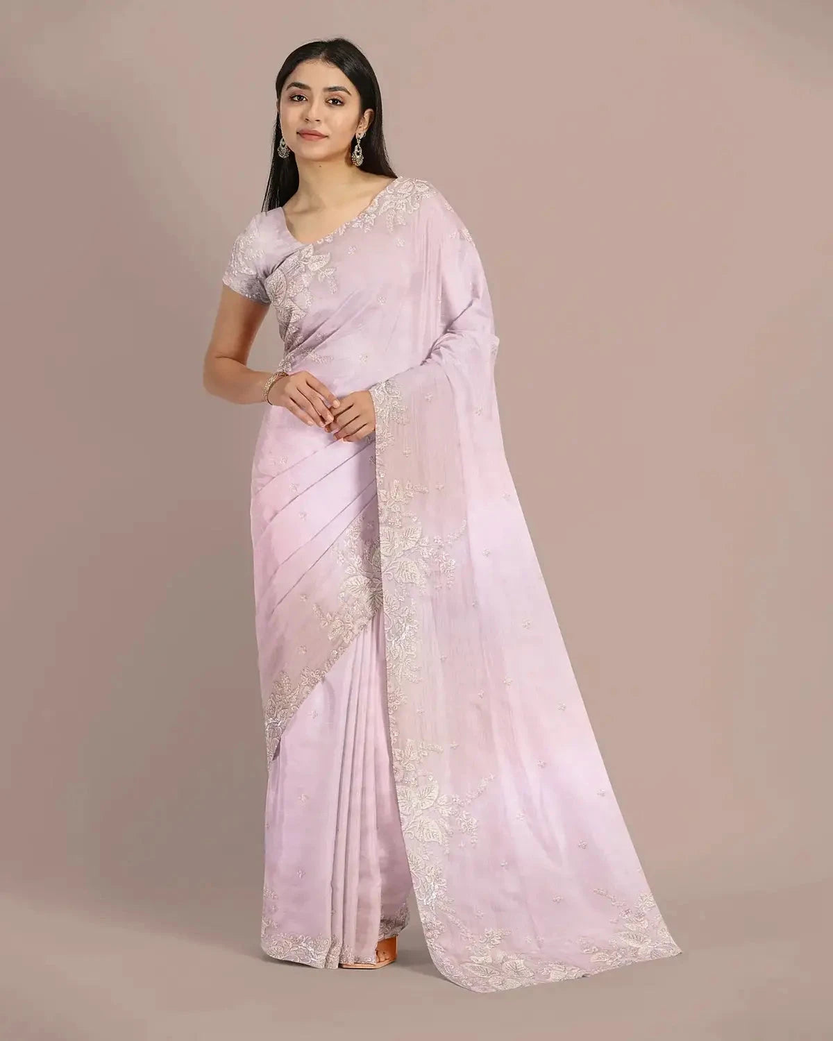 Baby Pink Organza Saree - Pallodstore