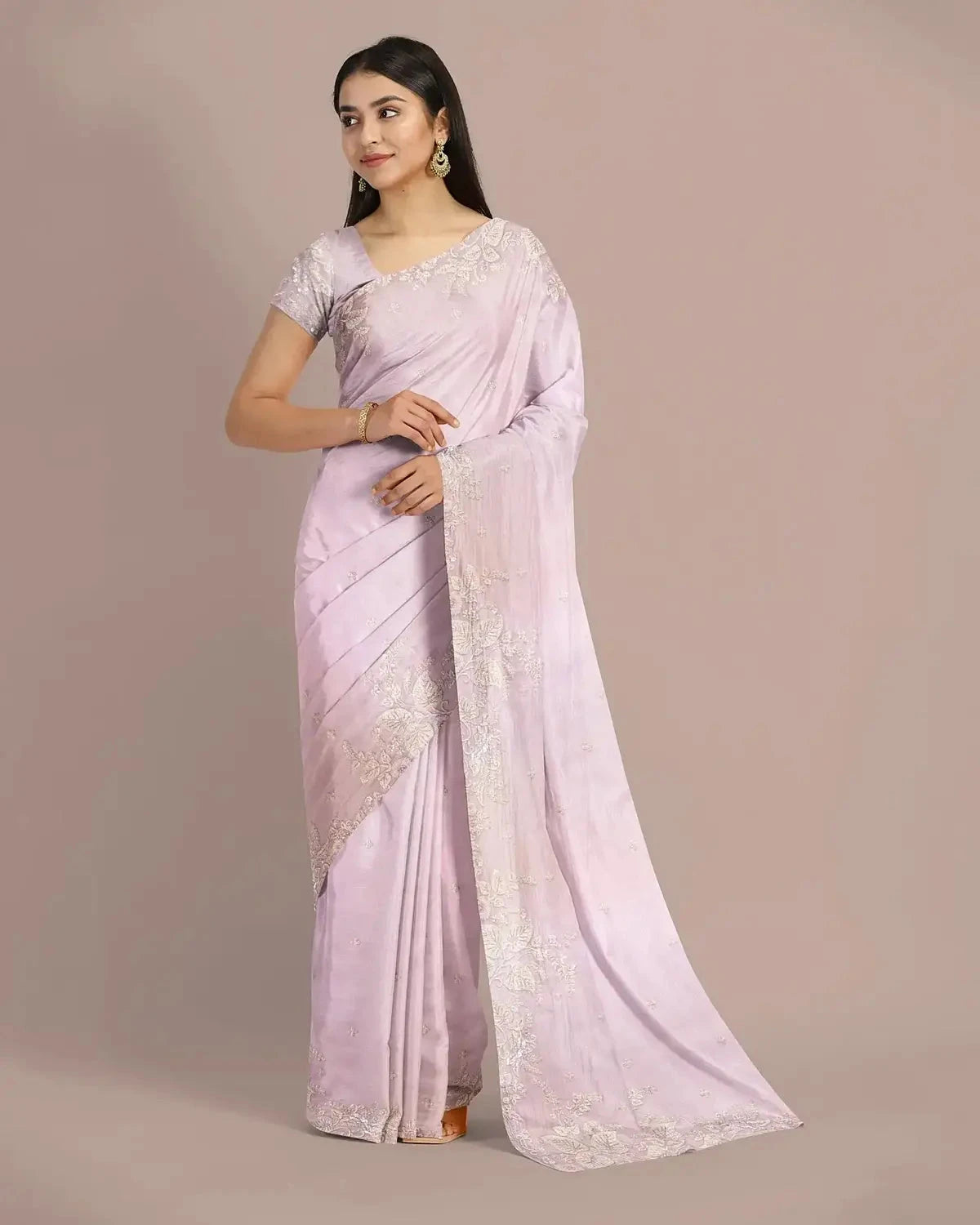 Baby Pink Organza Saree - Pallodstore