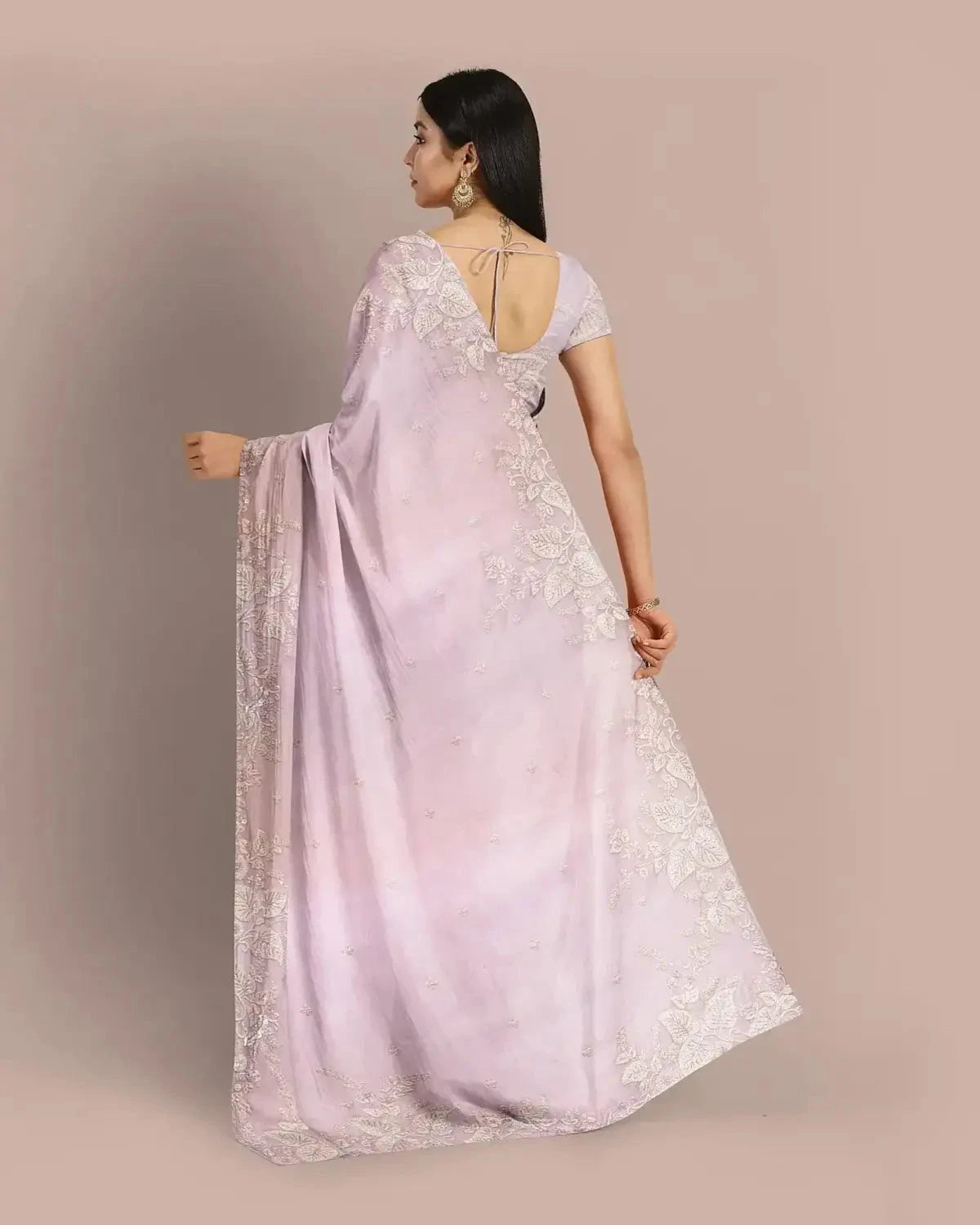 Baby Pink Organza Saree - Pallodstore