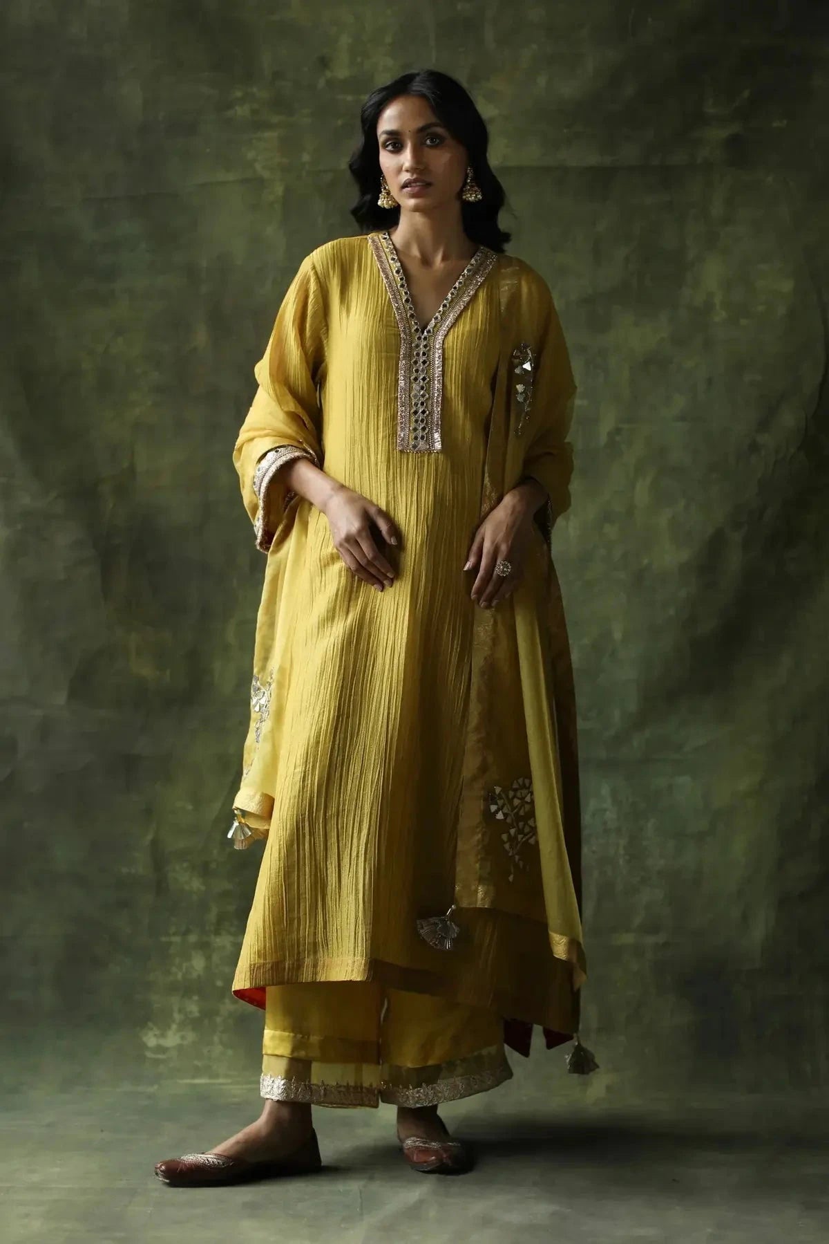 Bahaar Mustard Kurta Set - Pallodstore