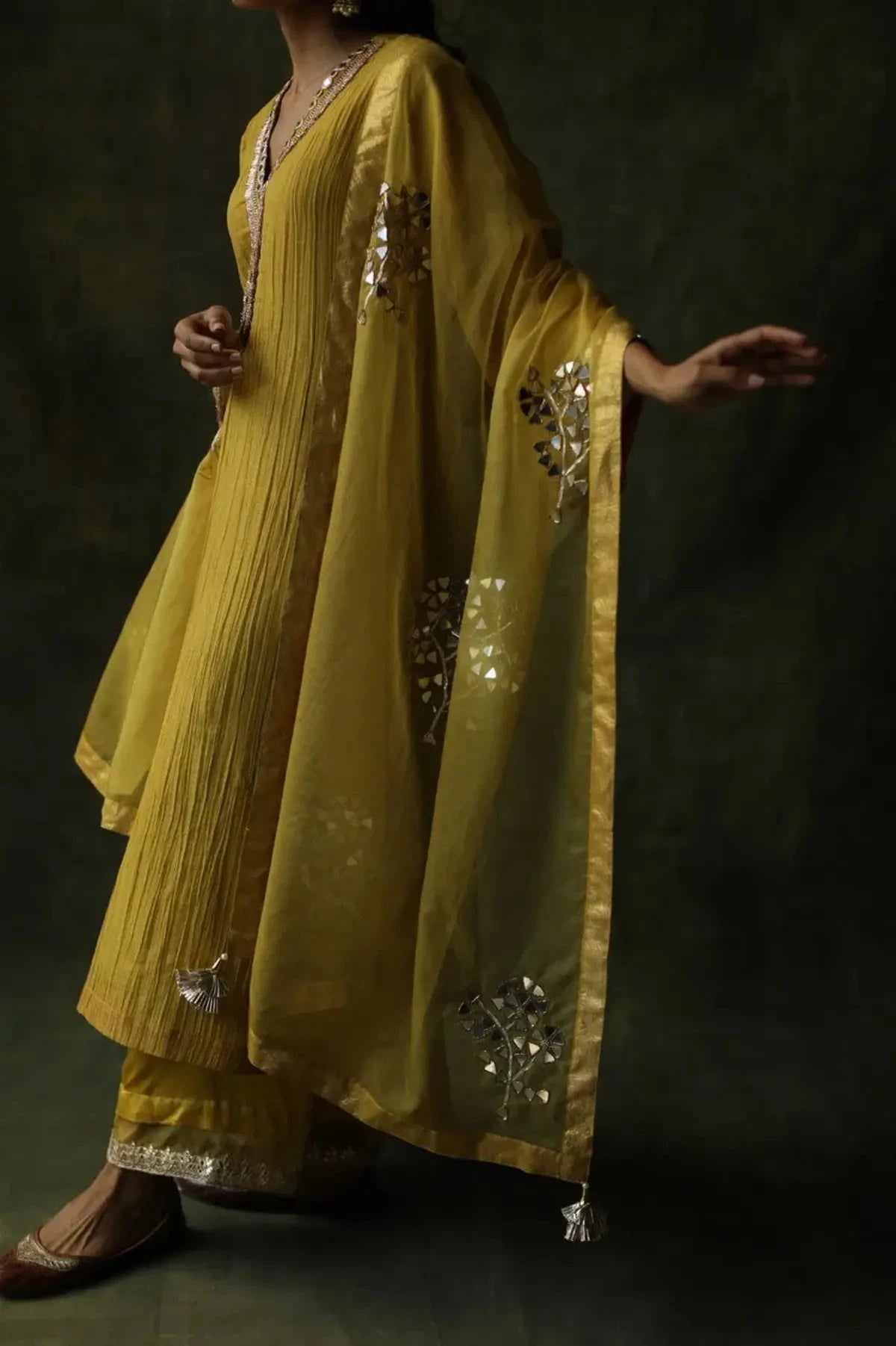 Bahaar Mustard Kurta Set - Pallodstore