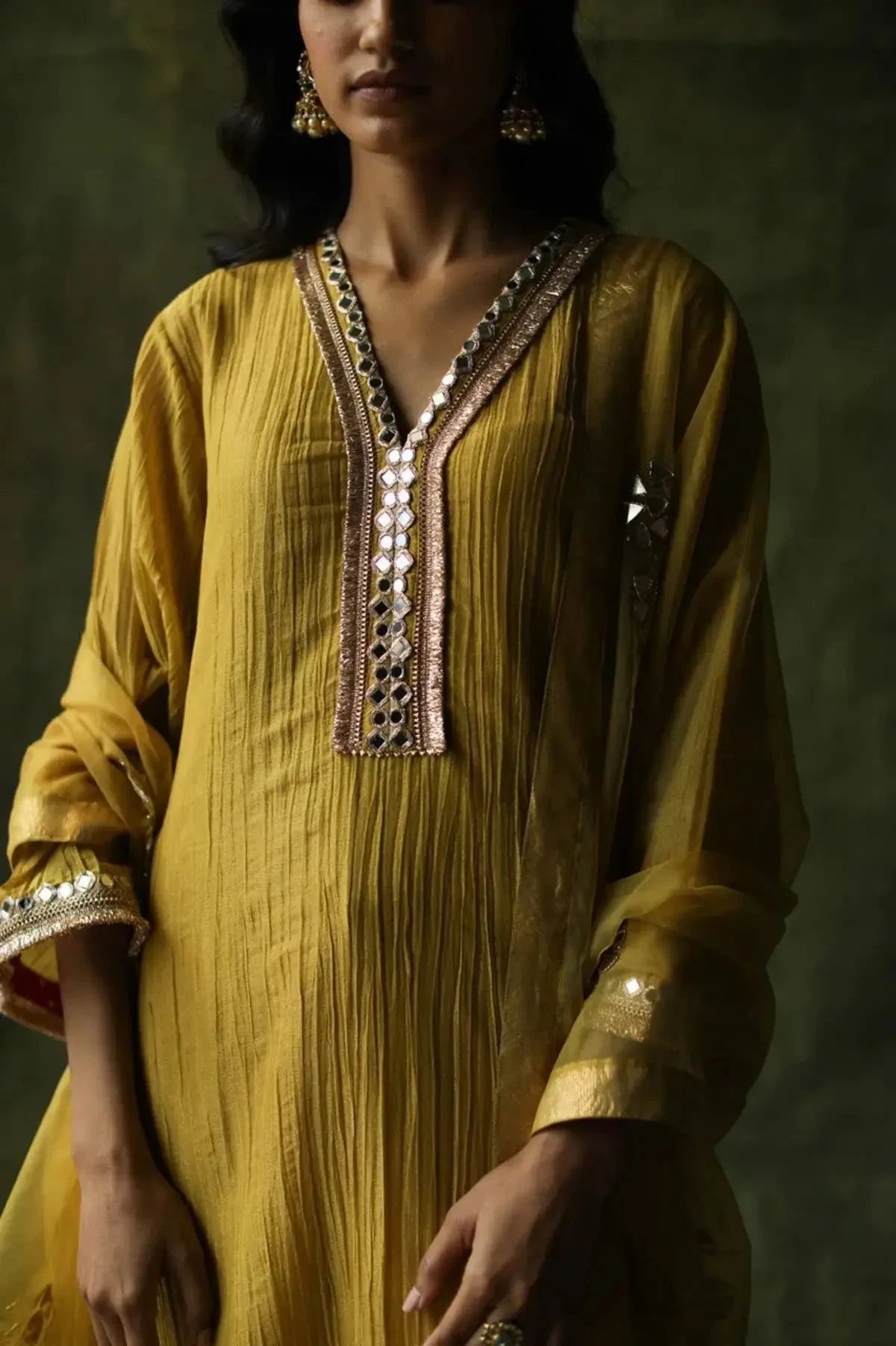 Bahaar Mustard Kurta Set - Pallodstore