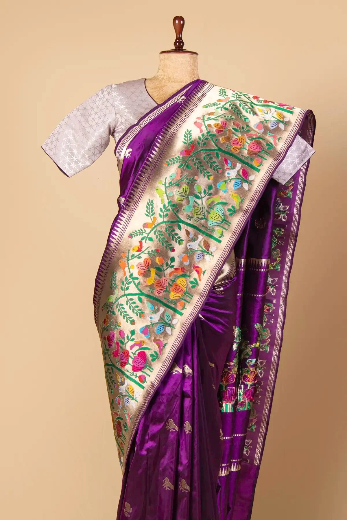 Banarasi Paithani Wine Color Saree - Pallodstore