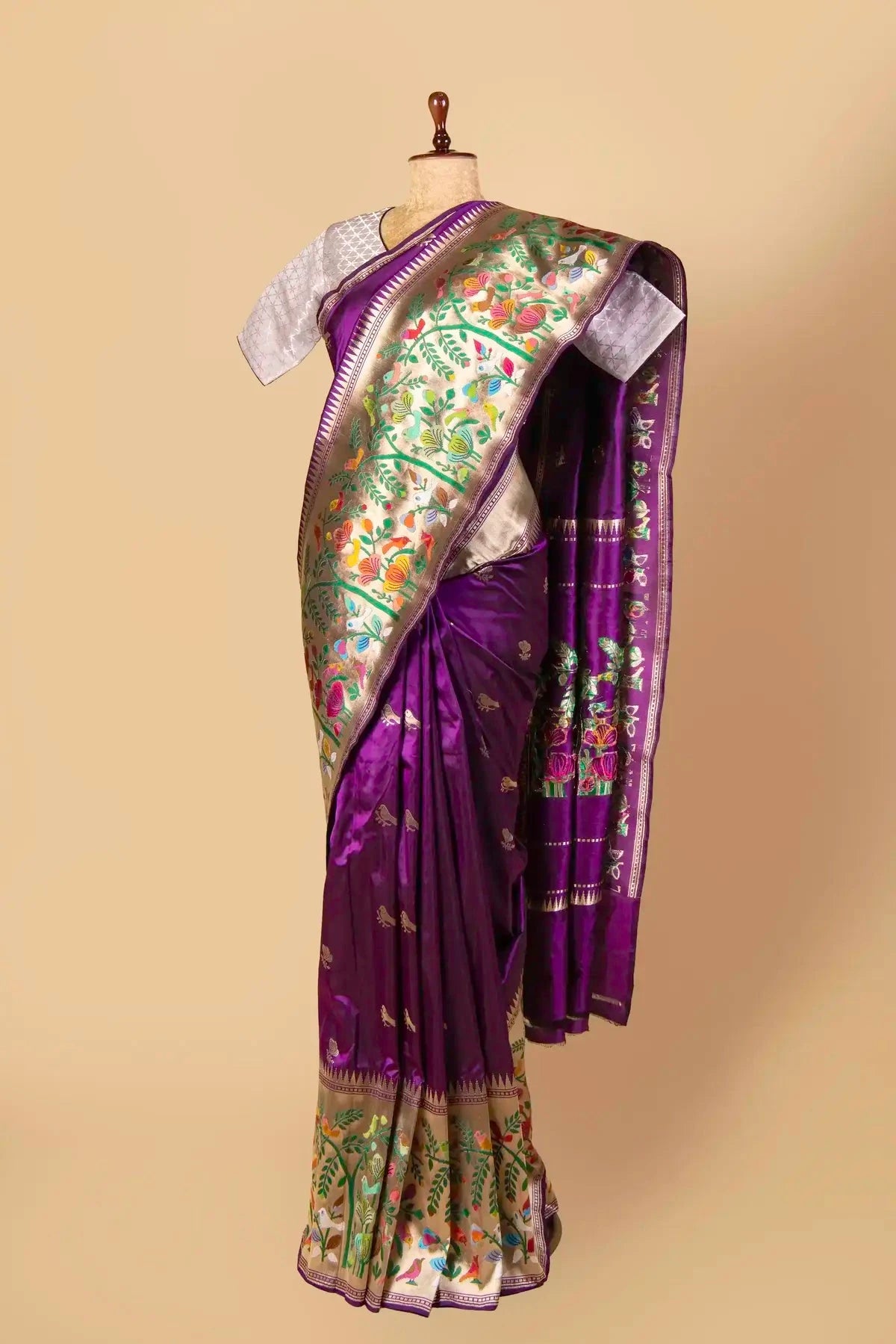 Banarasi Paithani Wine Color Saree - Pallodstore
