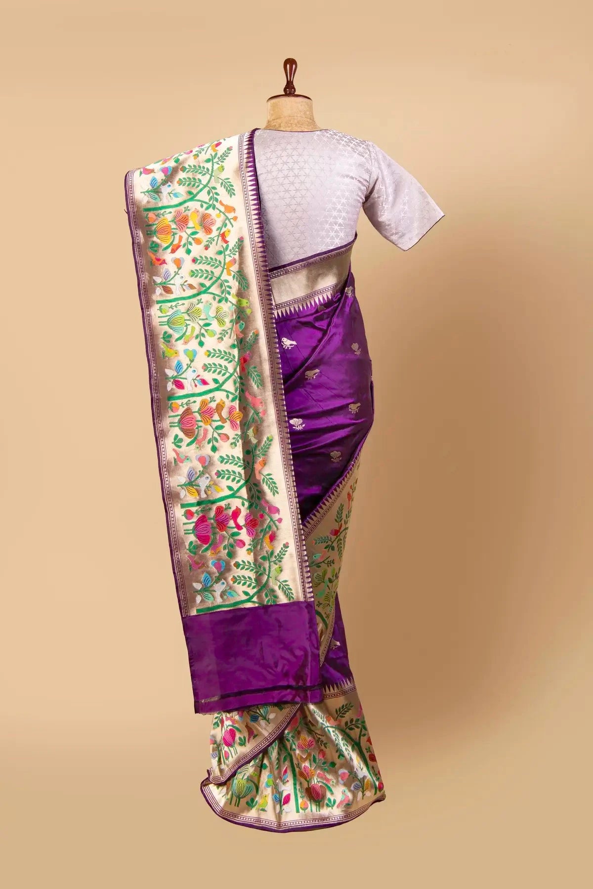 Banarasi Paithani Wine Color Saree - Pallodstore