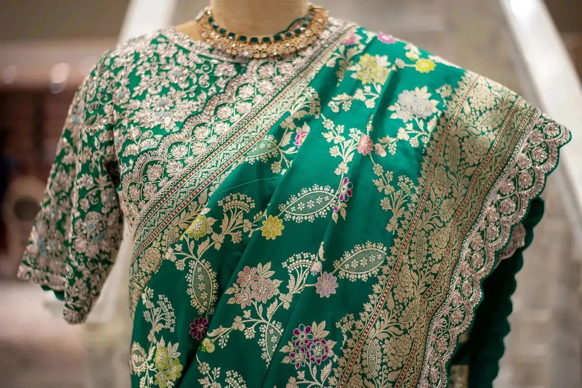 Banarasi Uppada Green Saree - Pallodstore