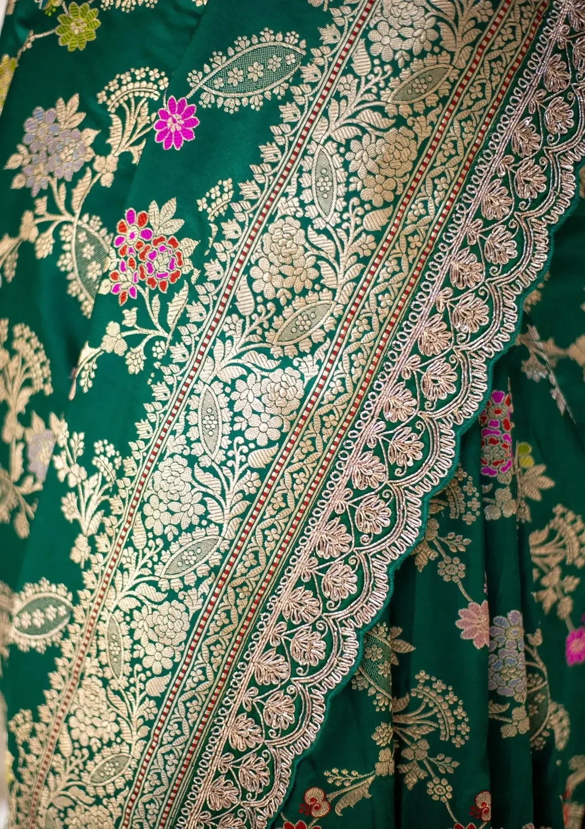 Banarasi Uppada Green Saree - Pallodstore