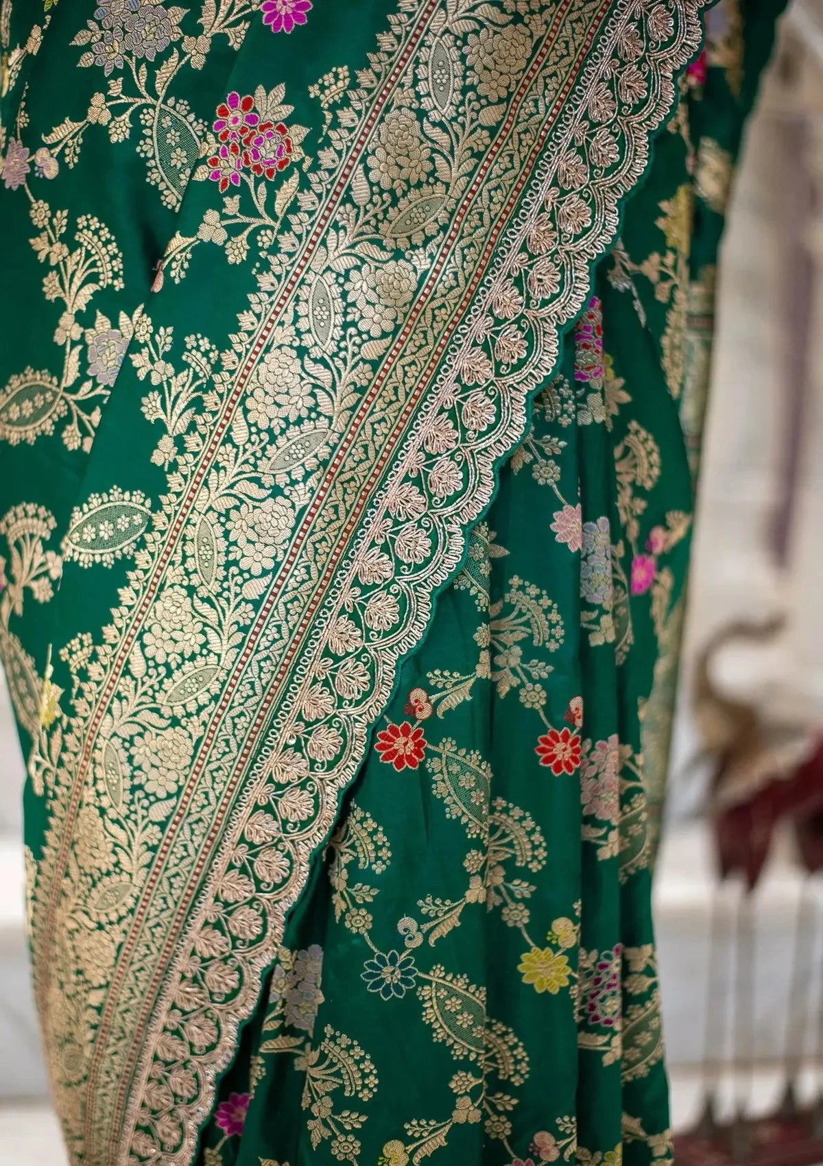 Banarasi Uppada Green Saree - Pallodstore