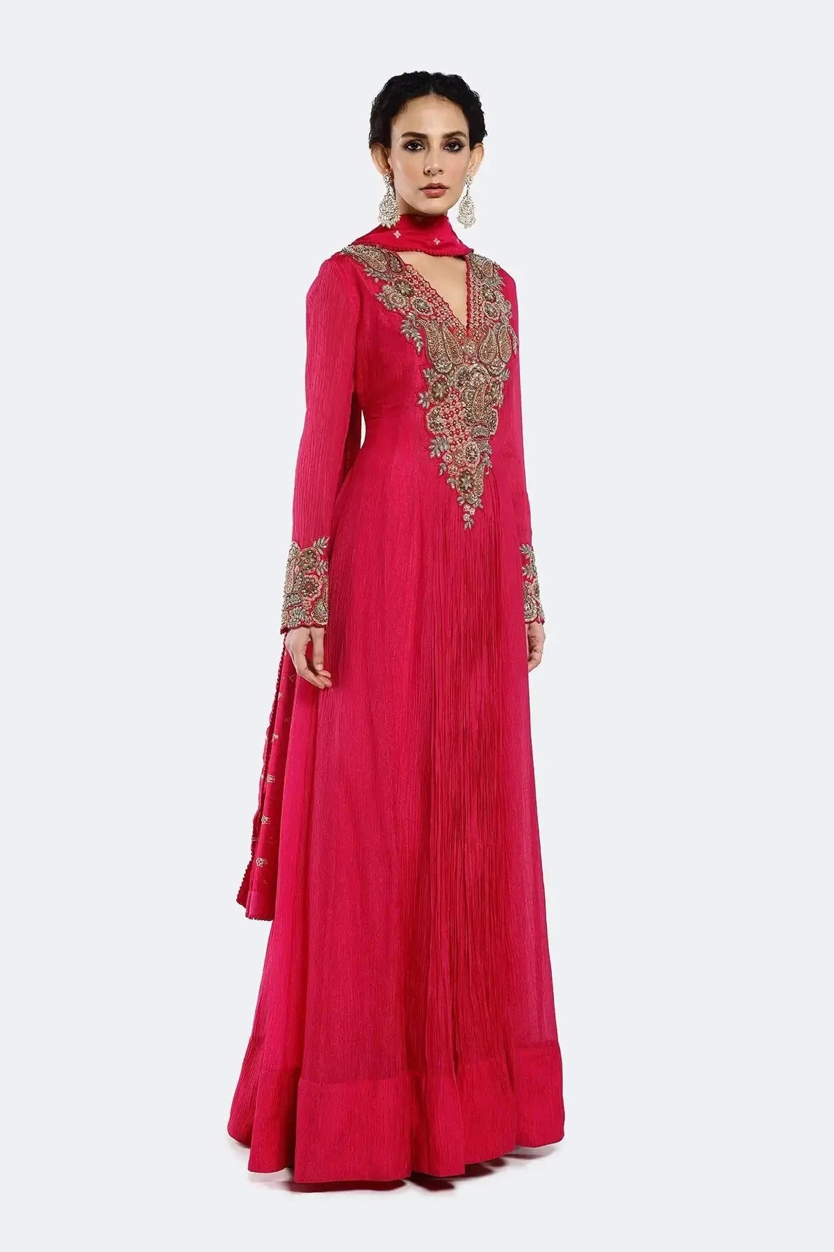 Bedecked Paisley Anarkali Suit Set - Pallodstore