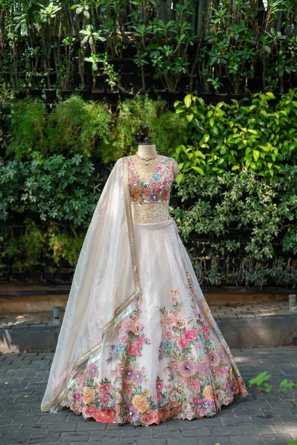 Beige Tissue Lehenga - Pallodstore