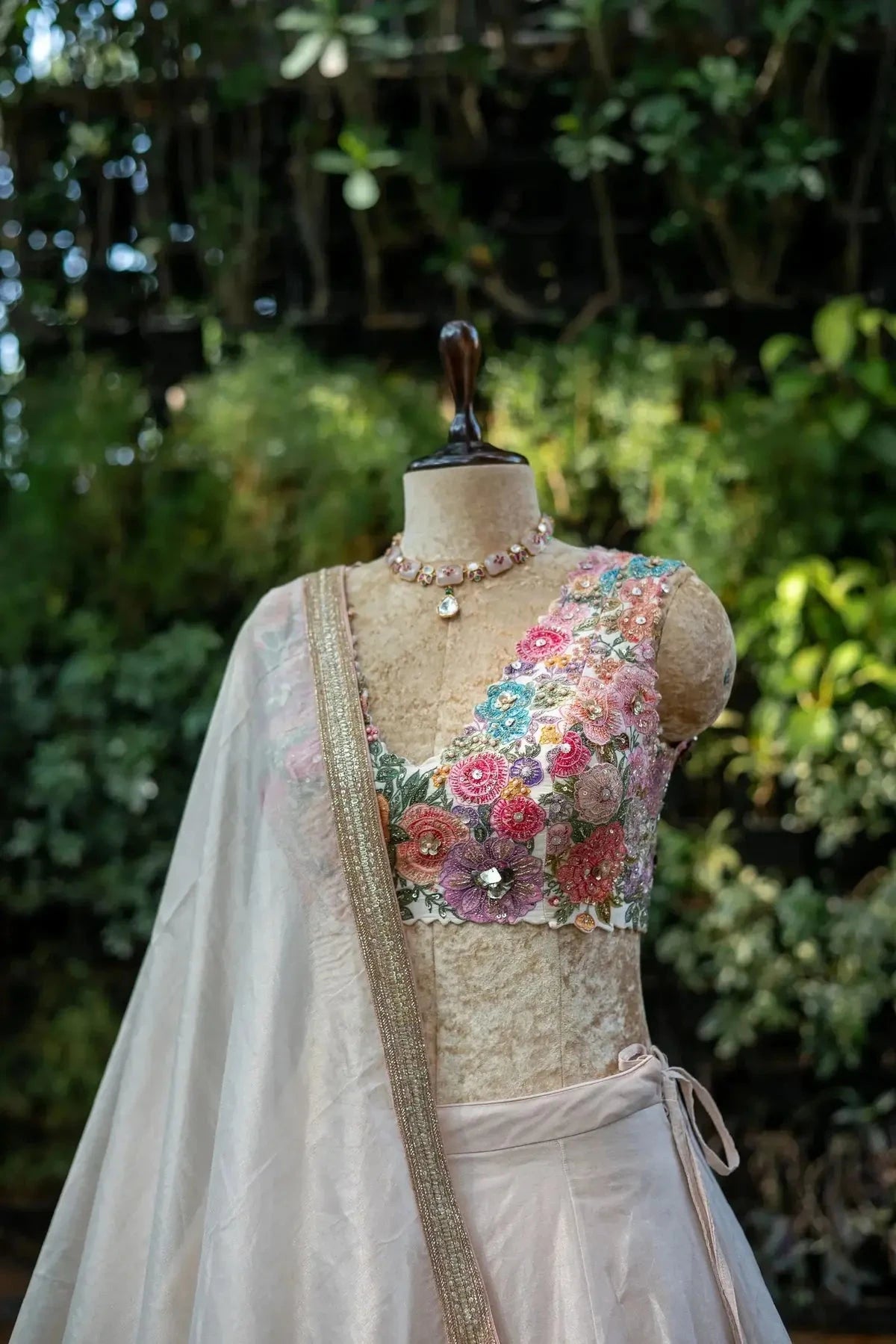 Beige Tissue Lehenga - Pallodstore