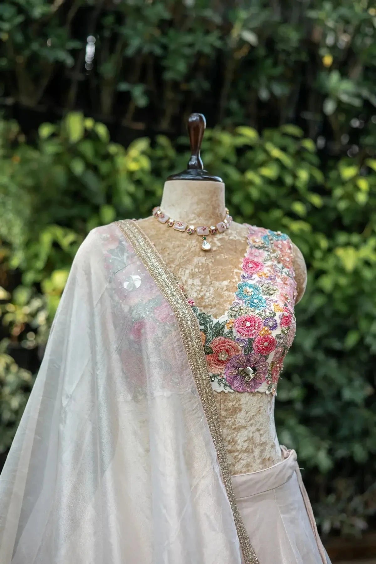 Beige Tissue Lehenga - Pallodstore