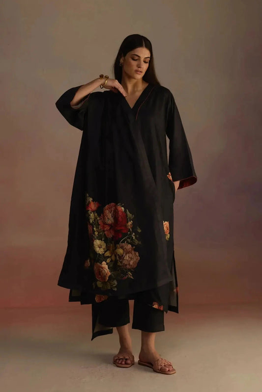 Bergamot Charcoal Kurta Set - Pallodstore