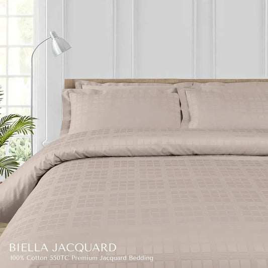 Biella Jacquard Beige King Size Bedsheet Set - Pallodstore
