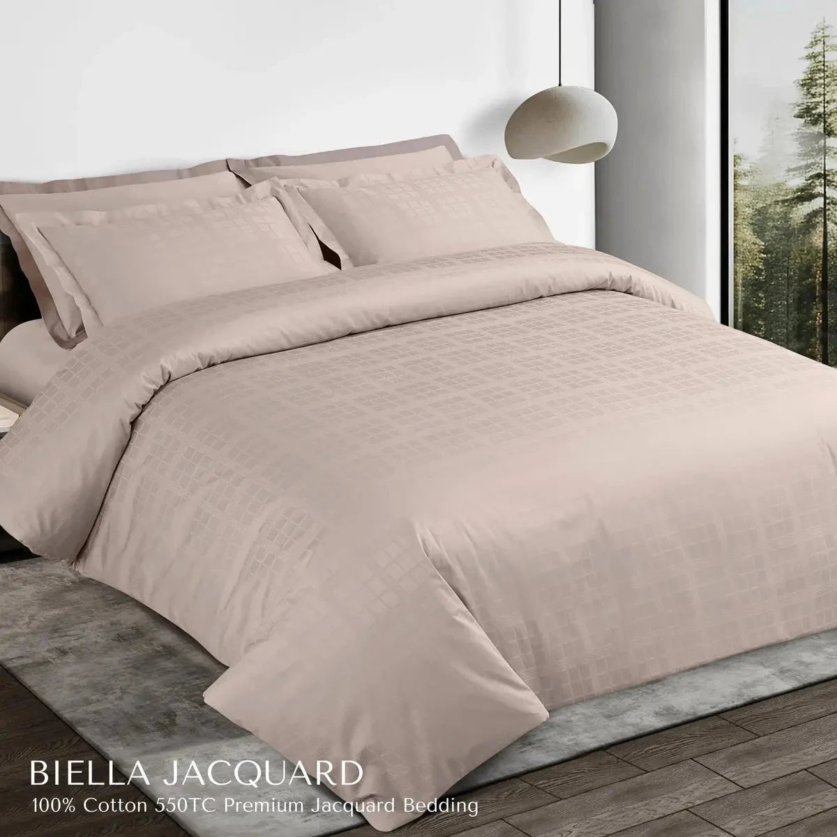 Biella Jacquard Beige King Size Bedsheet Set - Pallodstore