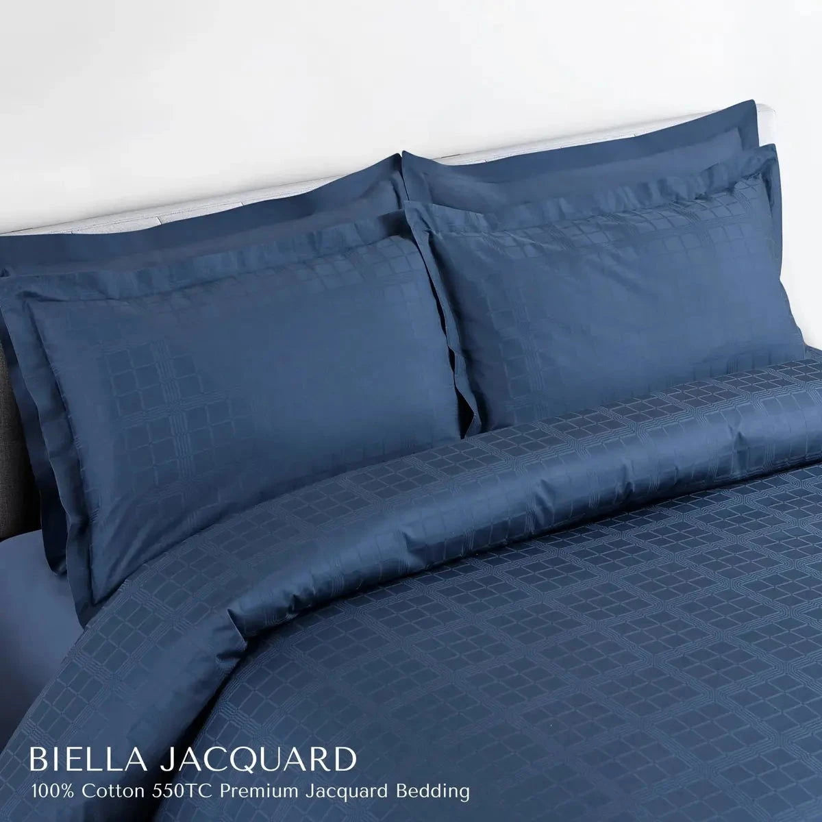 Biella Jacquard Blue King Size Bedsheet Set - Pallodstore