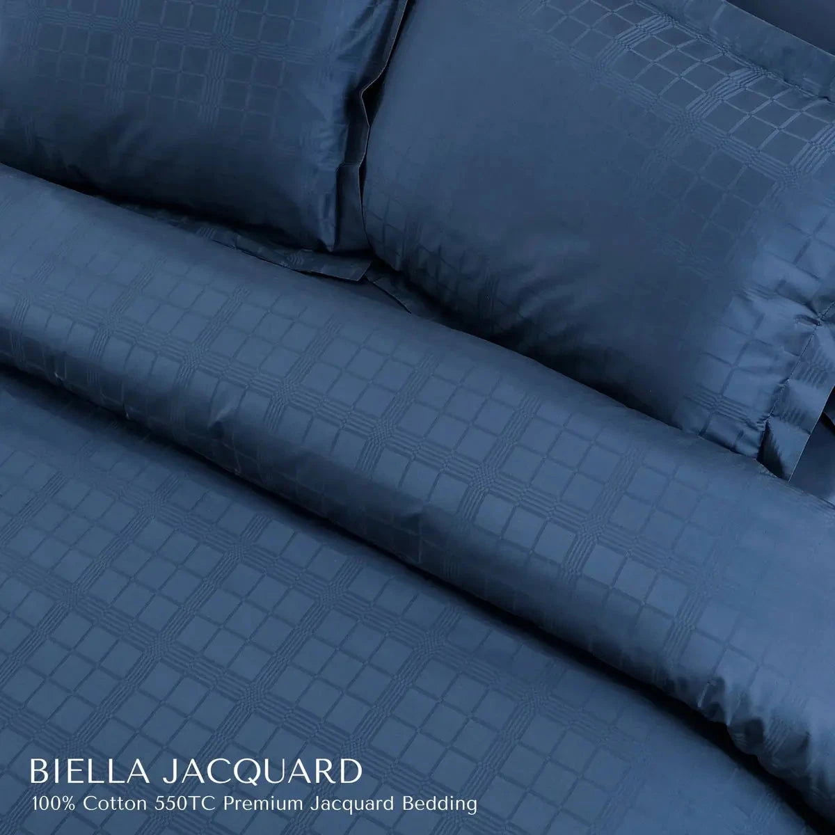 Biella Jacquard Blue King Size Bedsheet Set - Pallodstore