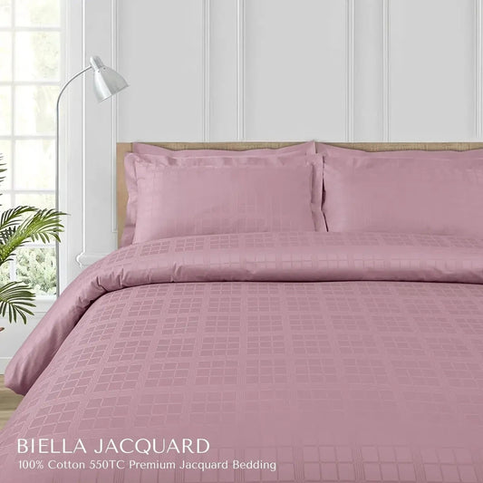 Biella Jacquard Blush Pink King Size Bedsheet Set - Pallodstore
