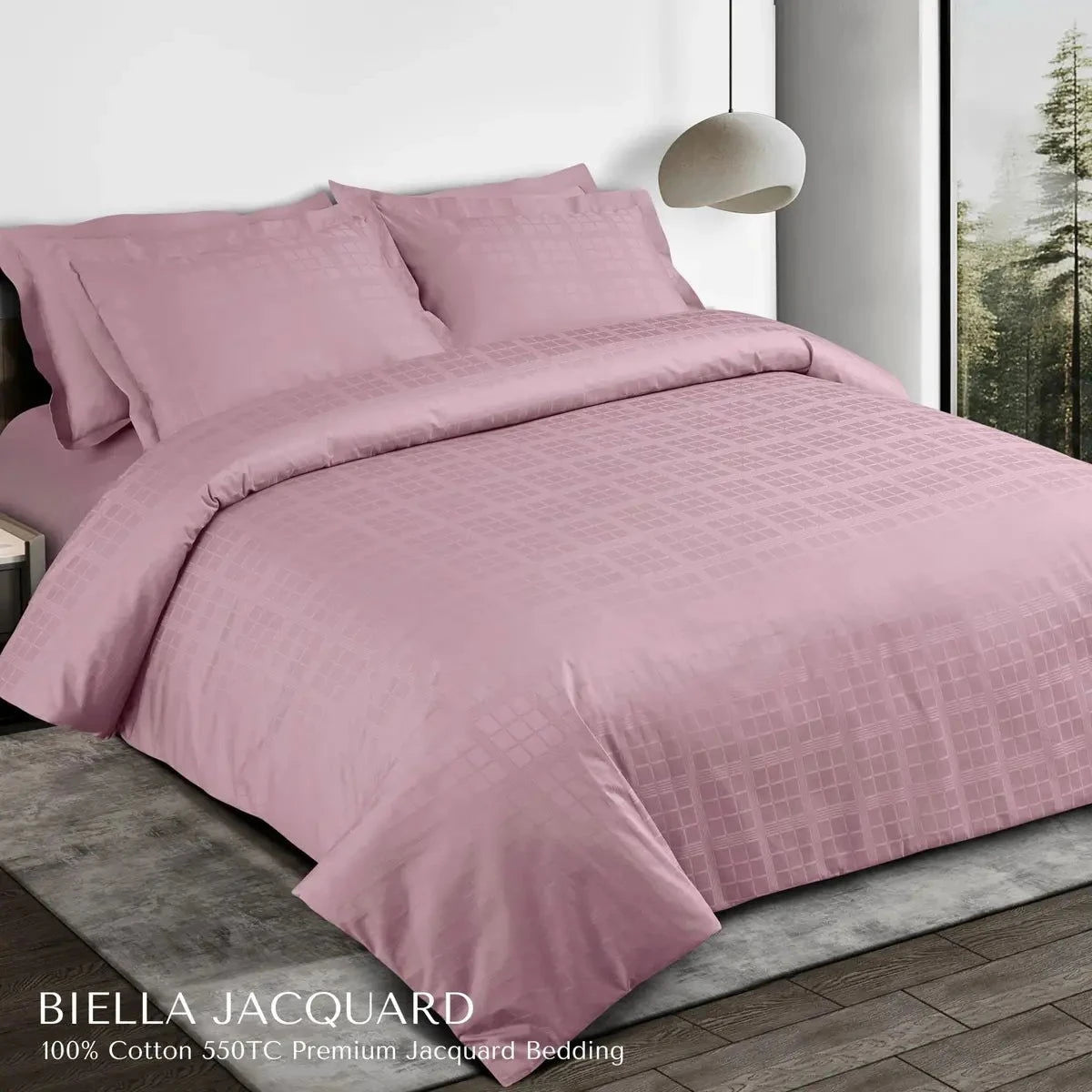 Biella Jacquard Blush Pink King Size Bedsheet Set - Pallodstore
