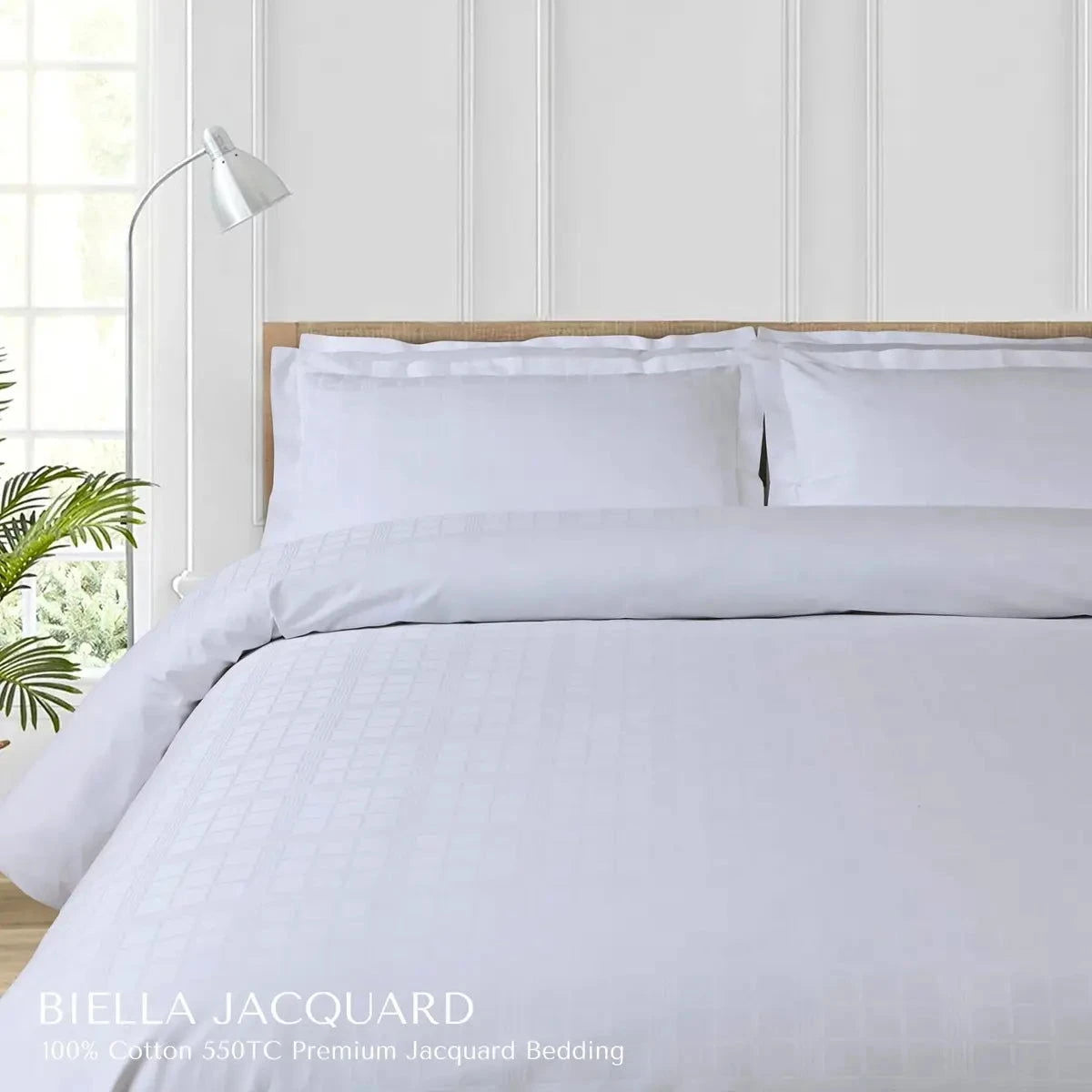 Biella Jacquard Brilliant White King Size Bedsheet Set - Pallodstore