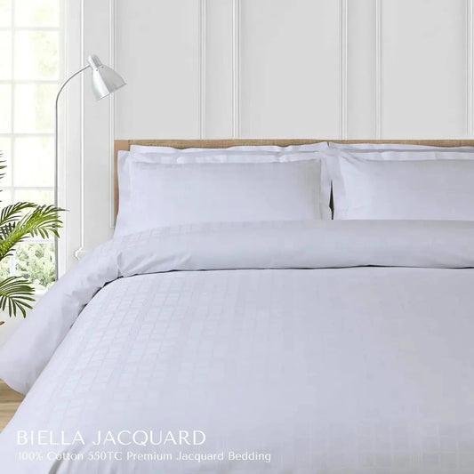 Biella Jacquard Brilliant White King Size Bedsheet Set - Pallodstore