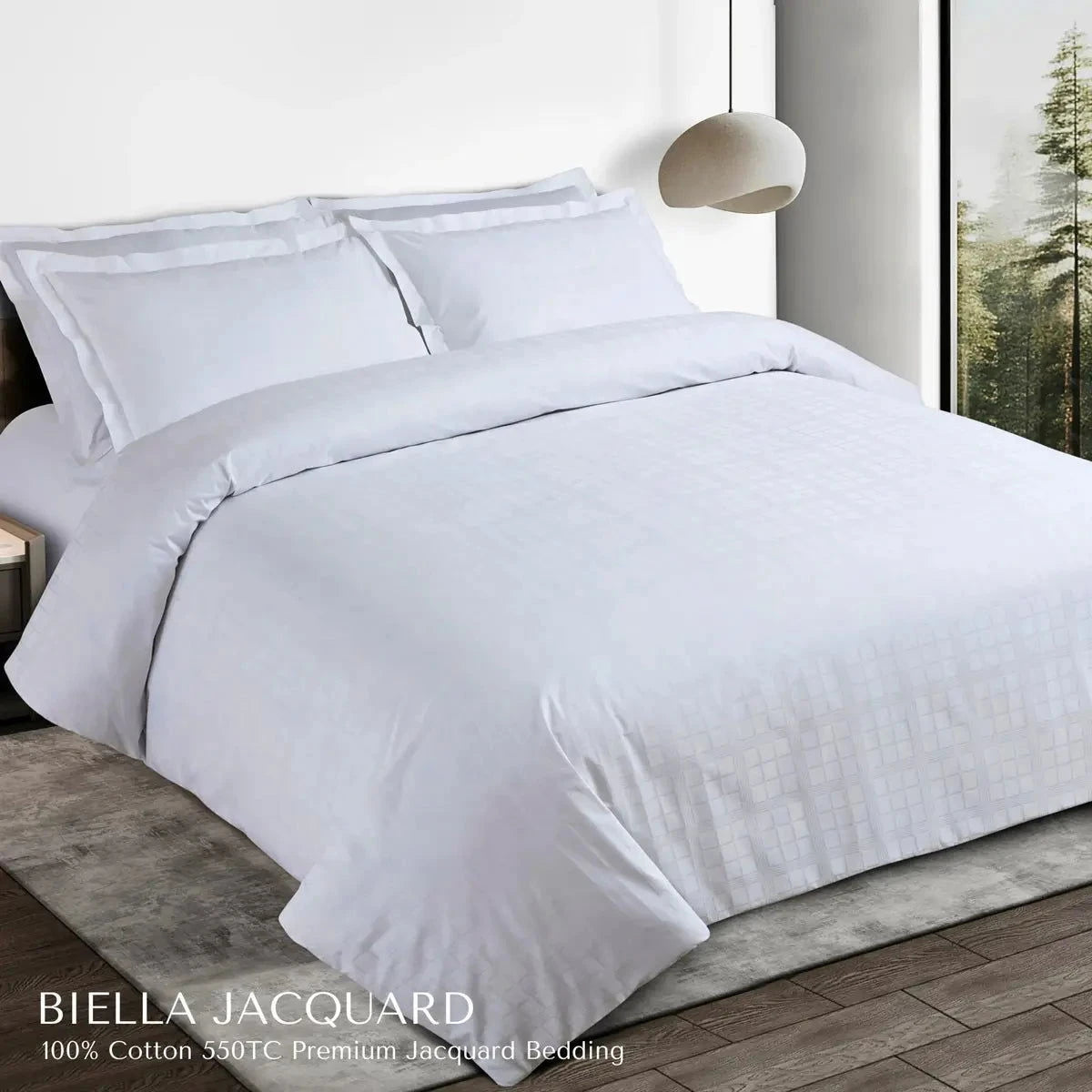 Biella Jacquard Brilliant White King Size Bedsheet Set - Pallodstore
