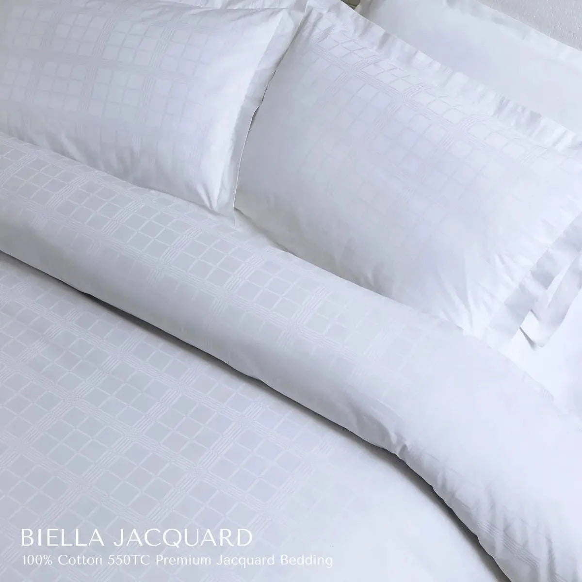 Biella Jacquard Brilliant White King Size Bedsheet Set - Pallodstore