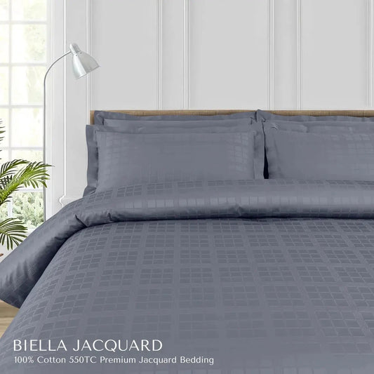 Biella Jacquard Grey King Size Bedsheet Set - Pallodstore