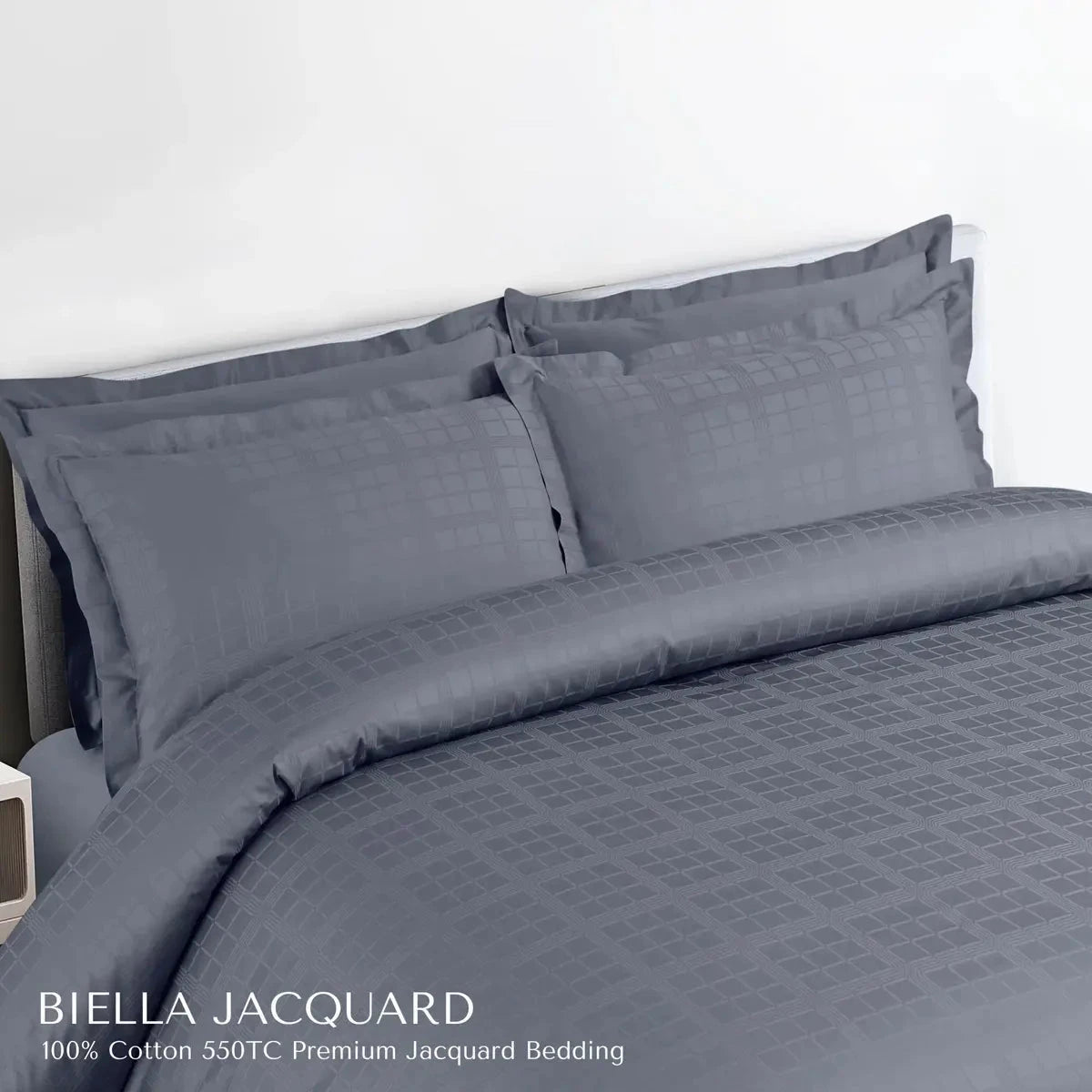 Biella Jacquard Grey King Size Bedsheet Set - Pallodstore