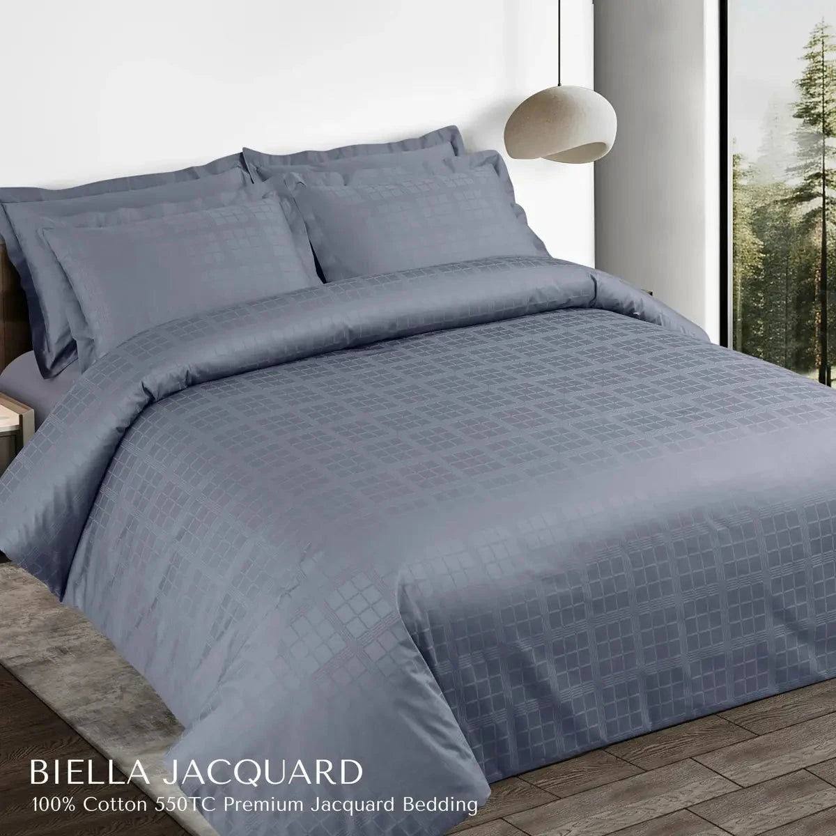 Biella Jacquard Grey King Size Bedsheet Set - Pallodstore
