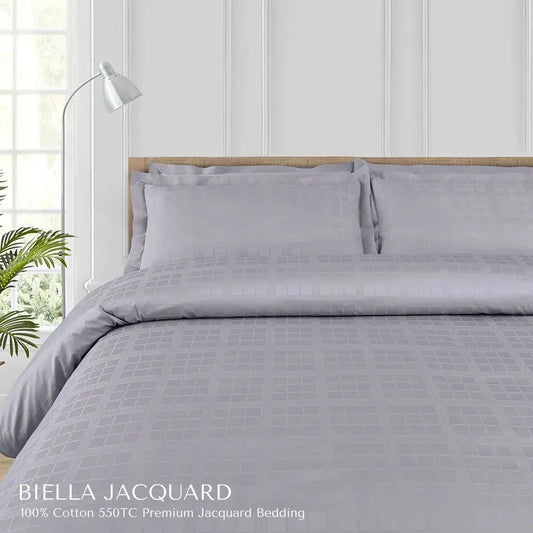 Biella Jacquard Light Grey King Size Bedsheet Set - Pallodstore