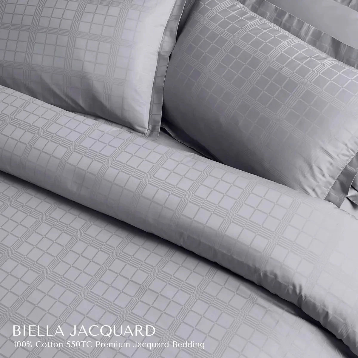 Biella Jacquard Light Grey King Size Bedsheet Set - Pallodstore