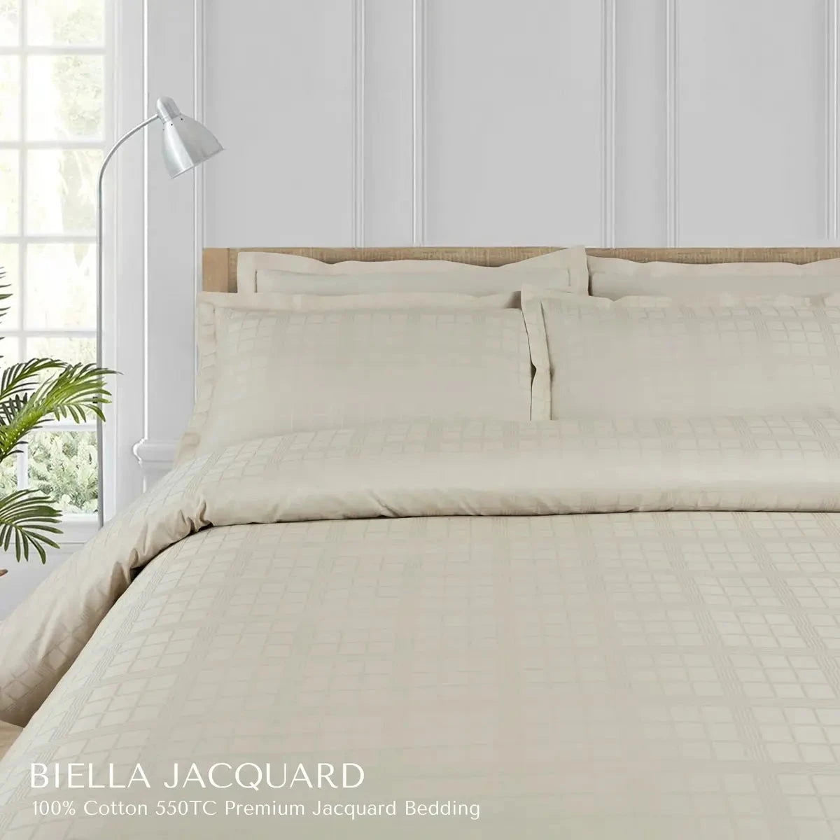 Biella Jacquard Olive Beige King Size Bedsheet Set - Pallodstore