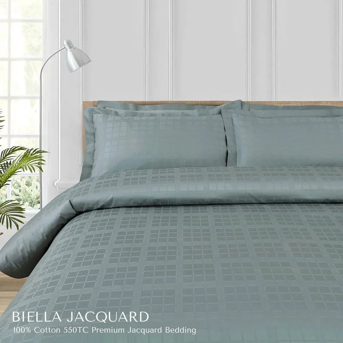 Biella Jacquard Olive Green King Size Bedsheet Set - Pallodstore