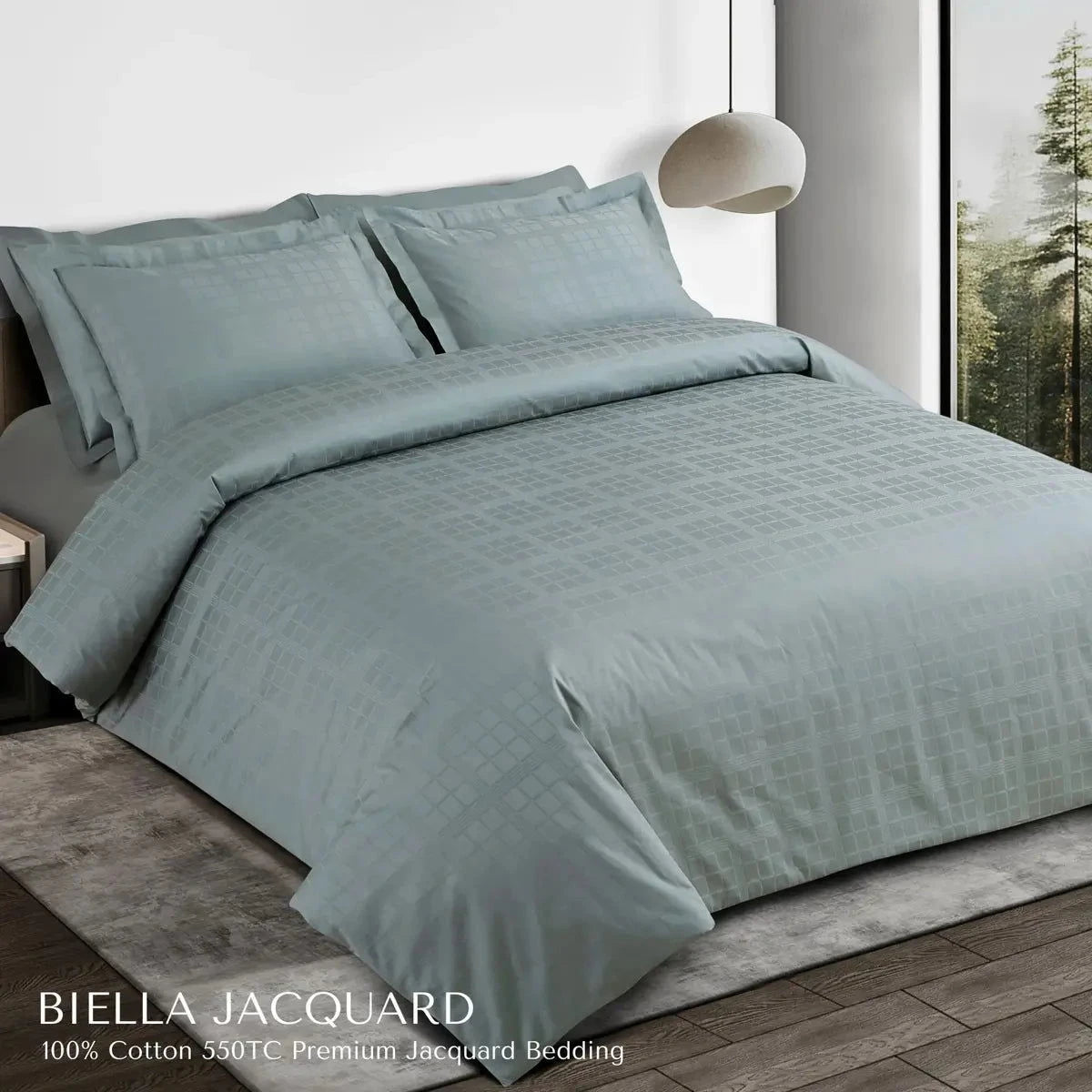 Biella Jacquard Olive Green King Size Bedsheet Set - Pallodstore