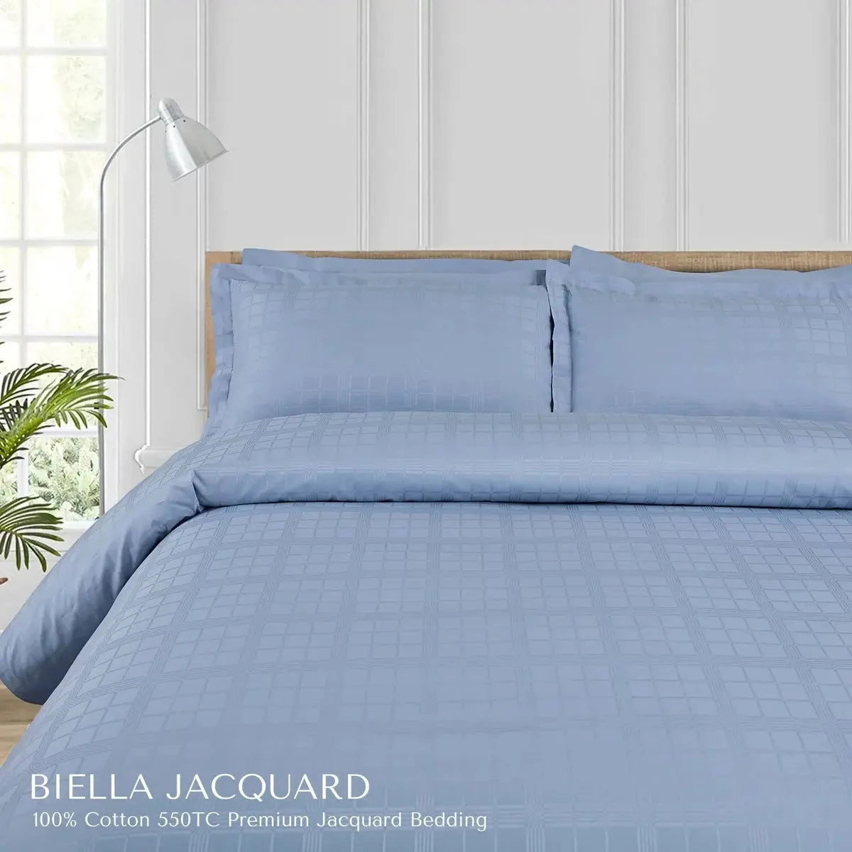 Biella Jacquard Pigeon Blue King Size Bedsheet Set - Pallodstore
