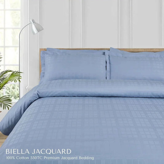 Biella Jacquard Pigeon Blue King Size Bedsheet Set - Pallodstore