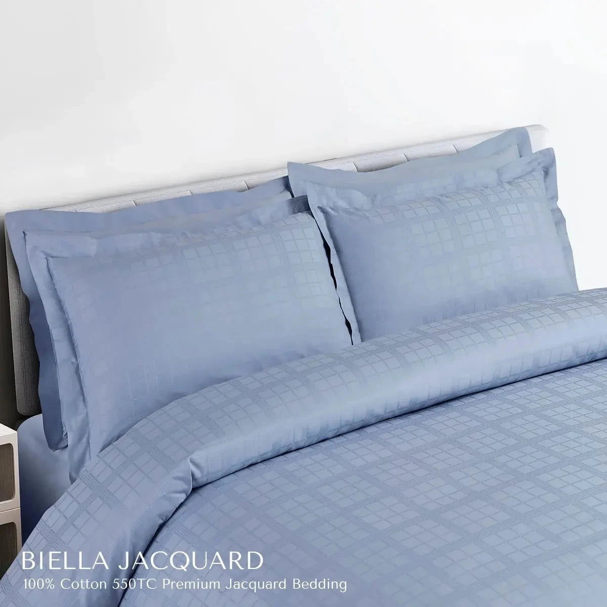 Biella Jacquard Pigeon Blue King Size Bedsheet Set - Pallodstore