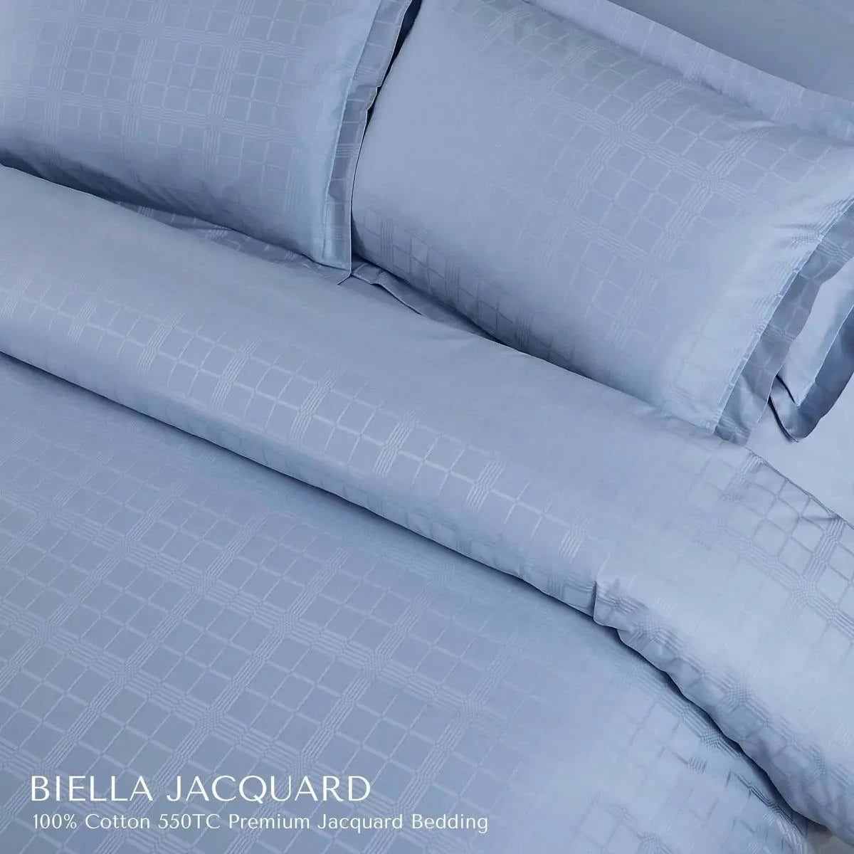 Biella Jacquard Pigeon Blue King Size Bedsheet Set - Pallodstore