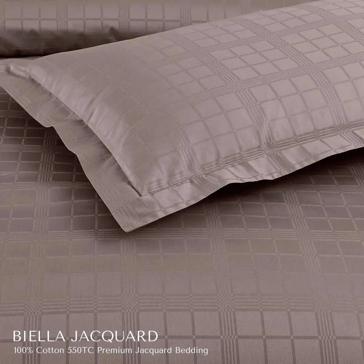 Biella Jacquard Taupe Brown King Size Bedsheet Set - Pallodstore