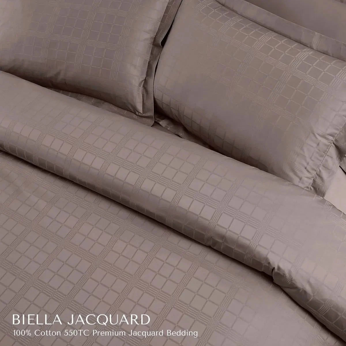 Biella Jacquard Taupe Brown King Size Bedsheet Set - Pallodstore